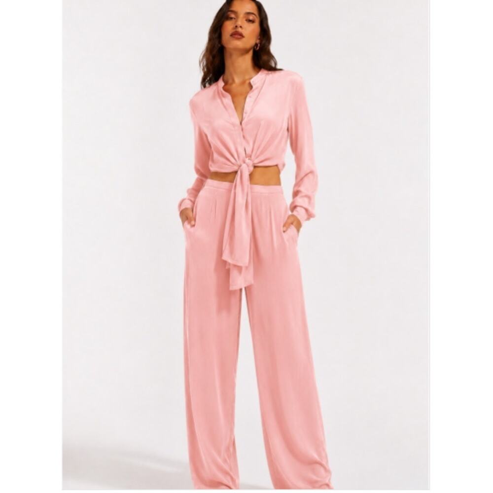 Andrea Iyamah UCHI Tunic & Pants FULL SET Powder Peach Pink M/US 8 NWT - Picture 3 of 9